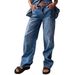 Women's Clothing Loose Wide Leg Patchwork Straight Leg Jeans Women's Trousers_ecoleips.com