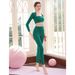 ng2510292 Ng2510292 Women' Yoga Outfit Set: Elaticity, Shockproof, Lace Trim, Long Sleeve T-Shirt, High Wait Butt-Lifting Fitne_ecoleips.com