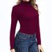 2025 Solid Color Urban Leisure High Collar Autumn Top Women's T-shirt_ecoleips.com