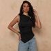Aria Basics Aria Basics European American Cross-border 2026 Women's Sleeveless Tank Top With Metal Buckle, Solid Color, Irregular Pleats,_ecoleips.com