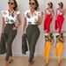 2024 New Casual Fashion Slim Fit Printed Ruffle Sleeve Single-Breasted Top Solid Color Pants With Belt Set For Women_ecoleips.com
