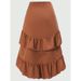 Elegant High-Waisted Patchwork Skirt For Women Ruffled Hem Solid Color Summer New Arrival 6 Colors Available_ecoleips.com