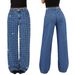 "Women's Rhinestone Embellished High-Waisted Skinny Jeans - Stretch Denim Pants For Casual & Night Out"_ecoleips.com