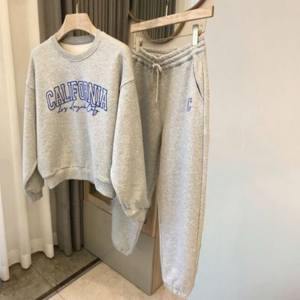 Women's Clothing Casual Sports Suits Fashionable Loose Sweatshirt Trousers Two Piece Suit_ecoleips.com