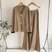 Casual Fashion Two-Piece For Women, Autumn And Winter Versatile Metal Buckle Knit Cardigan Sweater_ecoleips.com