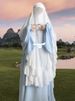 Ramadan Long Chiffon Ruffle Khimar Abaya Muslim Niqab Big Scarf Islam Prayer Clothes Eid Djellaba Double Layered Turban Hijabs_ecoleips.com