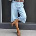 Women's Retro Wide Leg Jeans Y2 Style Bermuda Straight Leg Mid Length Pants Versatile Slimming_ecoleips.com