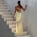 European And American Cross-Border Women's Fashion One-Shoulder Sleeveless Backless Slim Sexy Tie Mesh Long Dress Gown_ecoleips.com