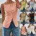 Women's Clothing Elegant Single Breasted Round Neck Sleeveless Slim Fit Vest For Women Solid Color T-Shirt For Formal & Casual For Women_ecoleips.com