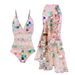 Floral Print One-Piece Swimsuit With Back Cutout – Modest & Slimming Hot Spring Swimwear | Quick-Dry Polyester For Women (Adjustable Coverage)_ecoleips.com