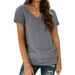 2026 Spring/Summer Wish Best-Selling European And American New Short-Sleeve V-Neck T-Shirt Tops Cross-Border_ecoleips.com