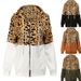 Women's Fleece-Lined Leopard Print Hooded Zip-Up Sweatshirt – Oversized Fit, Winter Warmth, Polyester Velvet (White/Khaki/Red/Green/Black)_ecoleips.com