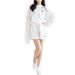 Waffle Sports Sweatshirt For Women 2024 Summer New Fashion Loose Letter Casual Shorts Two-Piece Set_ecoleips.com