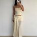 Women's Sexy Elegant Vacation Style Set Ruched Tube Top Twisted Skirt_ecoleips.com