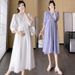 Summer New Korean Fashion V-neck Short Sleeve Maternity Dress_ecoleips.com