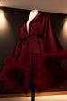 Aria Basics European And American High-end Acetate Satin Nightgown For Women With Waist Tie, Short Robe, Wedding Sleepwear,_ecoleips.com