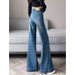 Plus Size High Waisted Retro Flared Jeans Women's Slimming Trendy Loose Fitting Flared Pants England Style Fashion_ecoleips.com