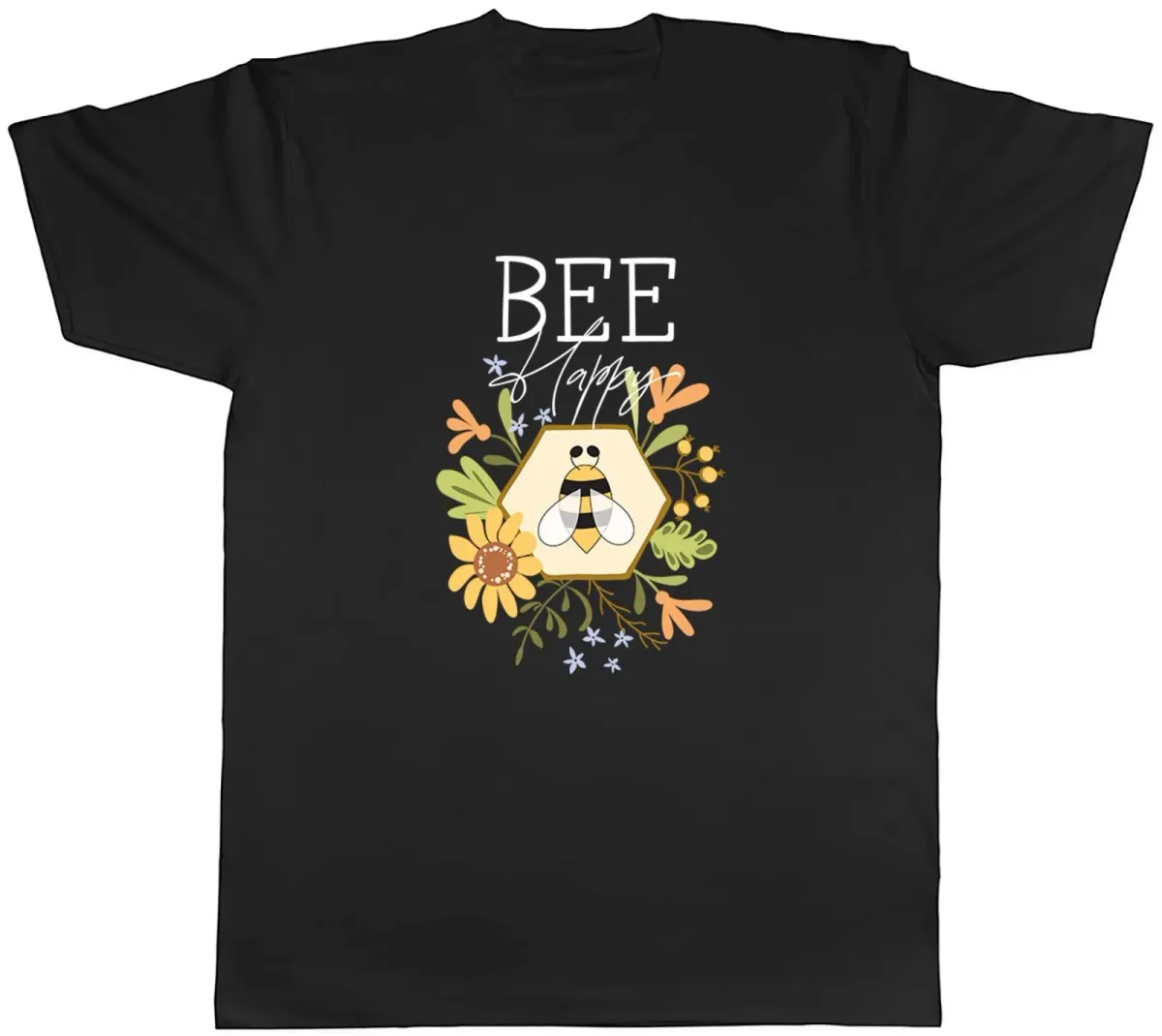 Women's T-Shirts Bumblebee Day Flowers Floral Bee Happy Mens T-Shirt Tee Gift Top_ecoleips.com