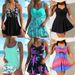 Modest Tankini Swimsuit Set – High Neck Rash Guard & Skirted Bottom (S-XXXL) – UPF 50+ Swim Dress For Women (Floral/Black/Solid Colors)_ecoleips.com