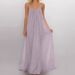 Women's Clothing Solid Color Slip Maxi Dress, Crinkle Textured Sleeveless Long Dress For Casual Streetwear_ecoleips.com