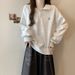 European American Real-shot Polo Collar Embroidered Sweatshirt For Women, Spring Autumn Thin New Style,_ecoleips.com