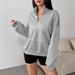 AD712 European American Cross-border Fashion Autumn And Winter New Women's Casual Comfortable Half-zip Stand-up Collar_ecoleips.com