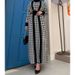 Muslim Houndstooth Long Sleeve Jacket Fashion Dress Set_ecoleips.com