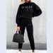 Women's Printed Two Piece Tracksuit, Long Sleeve Pullover Top And Drawstring Waist Pants, Casual Sportswear For Spring And Fall_ecoleips.com