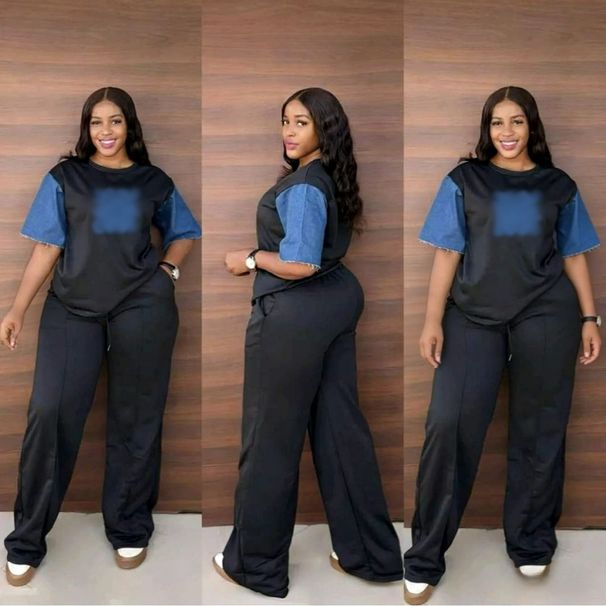 Women's Clothing Women's Denim Sleeve Fashionable Casual Elegant Versatile Set Wide Leg Two Piece Spring Summer Clothing_ecoleips.com