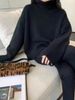 K Lazy Style High Neck Knitted Sweater For Women, Soft And Sticky Solid Color, Loose Fit, Comfortable Inner Layer, Women's Temperament Sweater_ecoleips.com