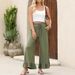 Women's Clothing Wide Leg Pants Drawstring Elastic High Waist Pleated Hem Wide Leg Pants With Pockets_ecoleips.com