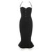 Women's bandage skirt simple sexy suspender stitching lace button fishtail slim dress_ecoleips.com