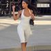 Summer Polka Dot Halter Neck Jumpsuit Women's Sexy Backless Slim Fit Five Point Tie Waist Style Romper_ecoleips.com