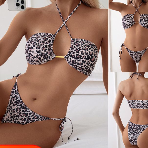 2026 Nw Europan And Amrican Forign Trad Lopard Print Ti-Nck Sxy Bikini Two-Pic Swimsuit In Stock For_ecoleips.com