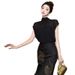 Light Mature Niche Design Set For Women In Summer, Wearing Chiffon Shirts And Black Gold Printed Skirt, With A_ecoleips.com