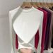 Women's Slim Fit Long Sleeve Cotton T-Shirt - High Neck Casual Blouse For Spring, Soft Breathable Top In White, Black & More_ecoleips.com
