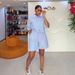 Spring Fashionable Casual Two Piece Set Women's Striped Short Sleeve Shirt And High Waisted Wide Leg Shorts Style_ecoleips.com