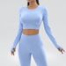 Women's Clothing Seamless Yoga Long-sleeved Top Tight-fitting Quick-drying Moisture-absorbing High Waist Hip-lifting Yoga Pants Fitness Suit_ecoleips.com