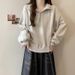 European And American Style Real Shot Short Thin Sweatshirt For Petite Women, Autumn Versatile Korean Version Loose_ecoleips.com