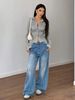 Spring New Fashion Casual Versatile V-Neck Striped Long Sleeve Shirt_ecoleips.com