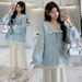 Winter New Korean Fashion Thickened Bow Cardigan 2-Piece Set Maternity Dress_ecoleips.com