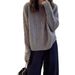girl New Winter Solid Color Twisted Women's Sweater Daily Versatile Warm Knitted Long Sleeve Round Neck Pullover Top_ecoleips.com