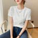 92% Cotton Front Shoulder Crew Neck Short-sleeved T-shirt Women's Korean Version Loose Summer New Solid Color Small Inner Top_ecoleips.com