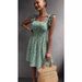 Women's Spring/Summer Square Collar, Lotus-Shoulder, Butterfly-Button, Loose-Fitting Dress_ecoleips.com