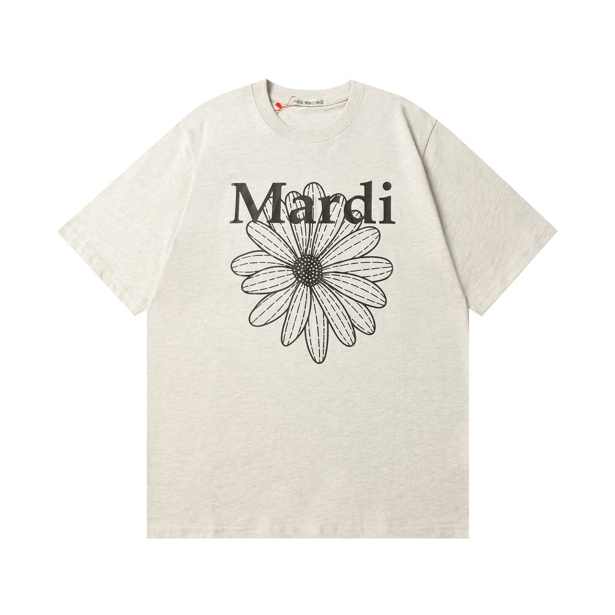 Mardi Women's Short Sleeve T-Shirt Korean Daisy Letter Print Pure Cotton Loose Summer Casual Round Neck Top_ecoleips.com