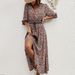 Women's Rayon Printed Dress With Waist Belt Button Down Design Three Quarter Sleeve Bohemian Dress For Vacations And Beaches_ecoleips.com