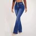 Women's Clothing Multi Button High Waist Elastic Micro Flared Jeans Women's Trousers_ecoleips.com