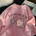 Women's Oversized Cartoon Short Sleeve T-Shirt Loose Fit Versatile Top Niche American Style New Design_ecoleips.com