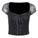 Sexy Street T-shirt Women Lace Patchwork Square Collar Short Sleeve Clothes Gothic Punk Lacing Slim Dark Top Tee Femme_ecoleips.com