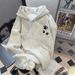 New 2025 Women's Thickened Fleece Lined Hooded Sweatshirt American Trendy Brand Autumn Winter Loose Casual Style for Couples_ecoleips.com